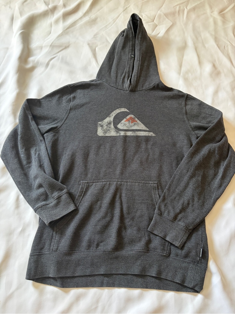 Quiksilver Charcoal Gray Pullover Hoodie with Faded Logo